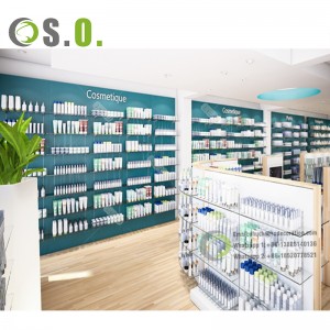 Retail medical store counter medical shop racks pharmacy shelving wall mounted pharmacy display cabinet for drugstore