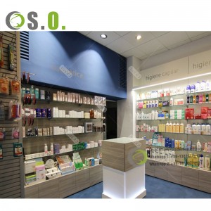 Customized pharmacy furniture pharmacy shelf display pharmacy showcase