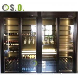 With Led Light wine display rack wooden wine display shelf