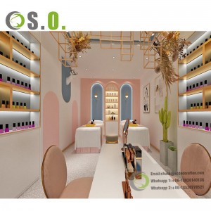 Stylish Wood Beauty Salon Counter Hair Salon Kiosk Modern Design Nail Bar Kiosk For Manicure