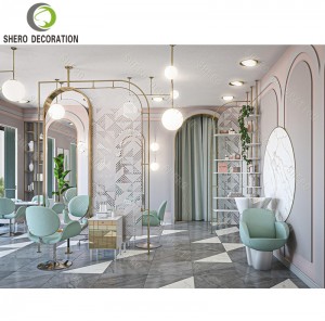 Beauty Salon Decoration Design Custom Nail Salon Table Barber Shop Mirror Station