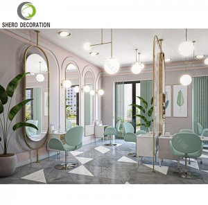 Beauty Salon Decoration Design Custom Nail Salon Table Barber Shop Mirror Station