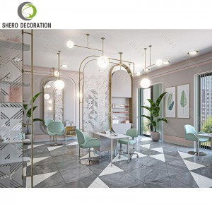 Beauty Salon Decoration Design Custom Nail Salon Table Barber Shop Mirror Station