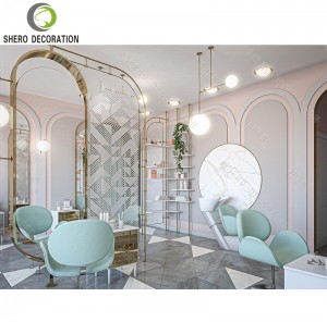 Beauty Salon Decoration Design Custom Nail Salon Table Barber Shop Mirror Station