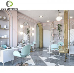 Beauty Salon Decoration Design Custom Nail Salon Table Barber Shop Mirror Station