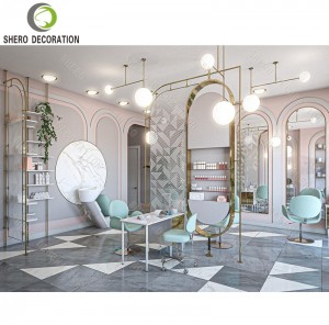 Beauty Salon Decoration Design Custom Nail Salon Table Barber Shop Mirror Station