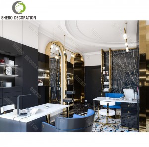 High End Barber Shop Design Custom Barber Shop Furniture Nail Salon Table For Beauty Salon Decoration