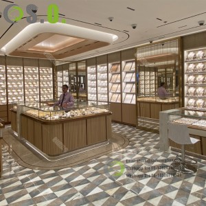 customize Logo Luxury Jewelry Display Cabinet Counter Jewellery Glass Showcases Cabinet