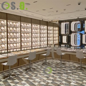 Stainless steel customizable glass cabinets for jewelry store