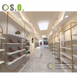 Retail Ladies Shoe Store Display Rack Shoes Display Shelf Decoration Furniture Counter Design For shoes Shop