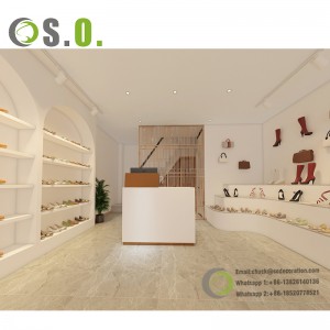 Moralo oa sejoale-joale Shoe Shop Display Footwear Shops Shelf Chain Retail Store Display cabinet For Shoes Shop Decoration
