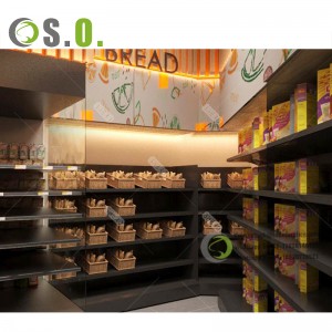 Supermarket wooden retail shelving display shop shelves cosmetic grocery display