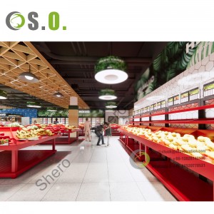3D Rendering Supermarket Shelf Grocery Store Display Wooden Convenience Store Display Rack