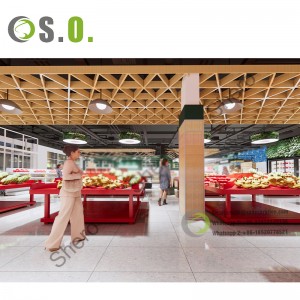 3D Rendering Supermarket Shelf Grocery Store Display Wooden Convenience Store Display Rack