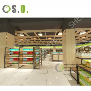 Hot Sale Supermarket Equipment Grocery Store Display Wooden Gondola Shelving In Supermarket Shelves