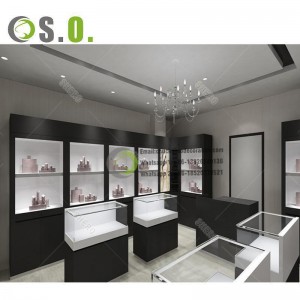 Модерен накит Продавница за внатрешен дизајн Продавница за накит Украсете стаклен часовник Изложен кабинет за изложбен салон за накит