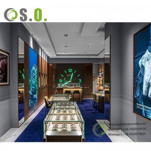 Tilpasset utstillingsdekorasjon Smykkebutikk Interiørdesignideer Klokkediskskap Smykkeutstillingsvindu