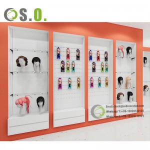 Luxurious Design Wig Display Wall Cabinet Beauty Hair Display Cabinet With Light Wig Display Of Beauty Shop