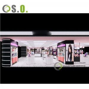 Hot Sale Fashion Wigs Shop Design Hair Store Shelf Hair Display Furniture Wig Display Cabinet With Light
