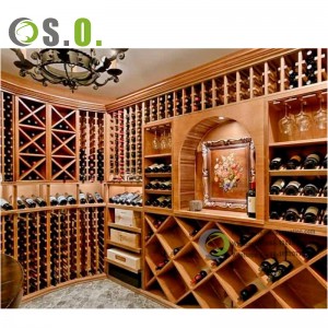 Vetrina in legno per esposizione di vini con scaffalature per negozi di birra fissate al muro su misura per vino per la decorazione di negozi di liquori