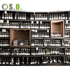 Wooden Modern Shop Counter Design for Wine Store Store Wine Cabinet Wood Wine Shelf Liquor Display Showcase
