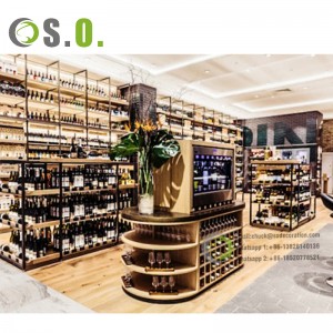 Comptoir de magasin moderne en bois, Design pour magasin de vin, armoire à vin, étagère à vin en bois, vitrine d'exposition d'alcool