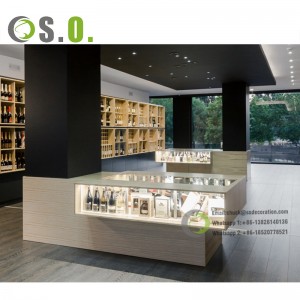 wine alcohol store showcase customized wine liquor display showcase with LED light
