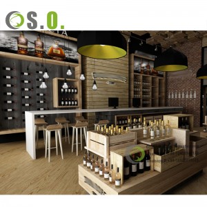 New Design Glass Display Wine Drinks Cabinet wooden Display Shelf