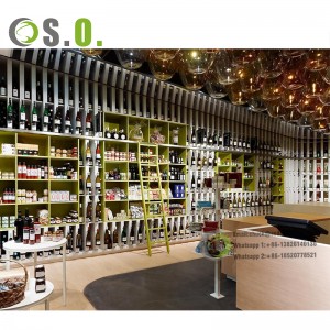 Hot Sale Modern Wooden Wine Display Shelf Floor Stand Customized Cabinet Design for Store Display