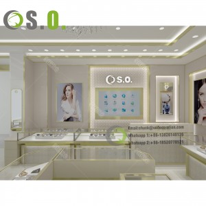 Diamond gold jewelry store multifunctional glass LED light display cabinet advanced customization
