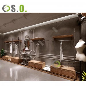 Customized Stylish Clothes Store Decoration Display Rack Shelf Counter Cabinet For Retail Clothing Store Display Design