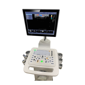 Sistem diagnosis ultrasound Doppler LCD résolusi luhur mesin ultrasound trolley médis