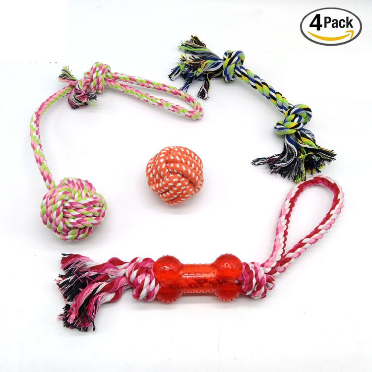 Pets Dog Toy Set for Large Dogs and Aggressive Chewers – 7 Nearly Indestructible Cotton Ropes