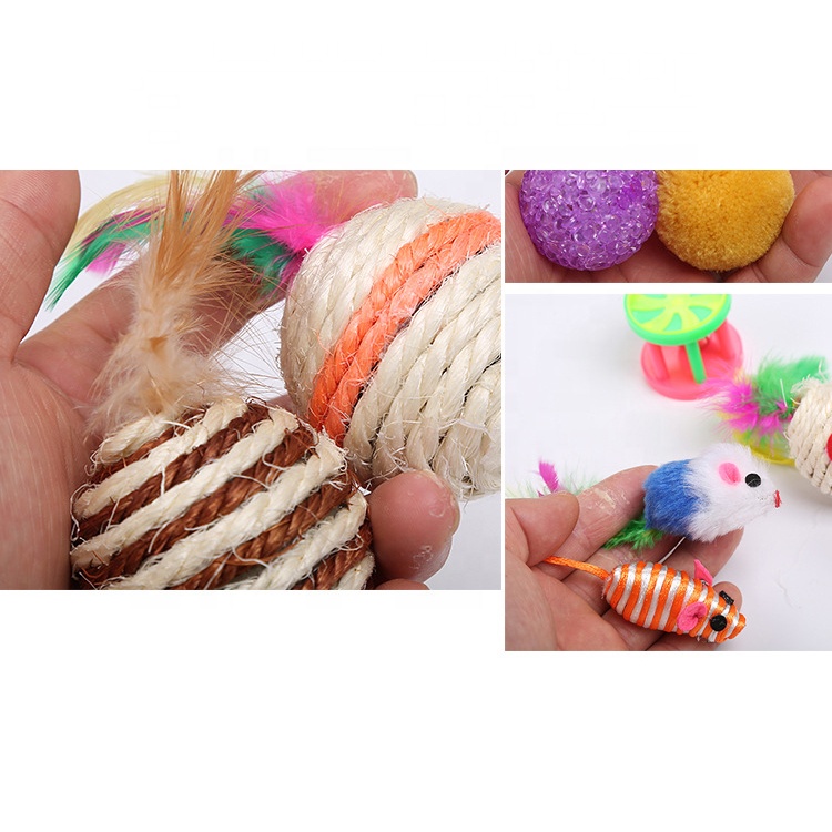 20 packs Interactive Feather Cat Teaser Toys Cat Play Wand Crazy Teaser Toy With Bell