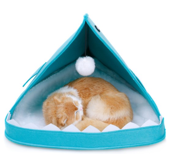 Cute Shark Design Foldable Pet Cat House With String Ball For Fun High Quality Oxford Cloth OEM Color Cat House