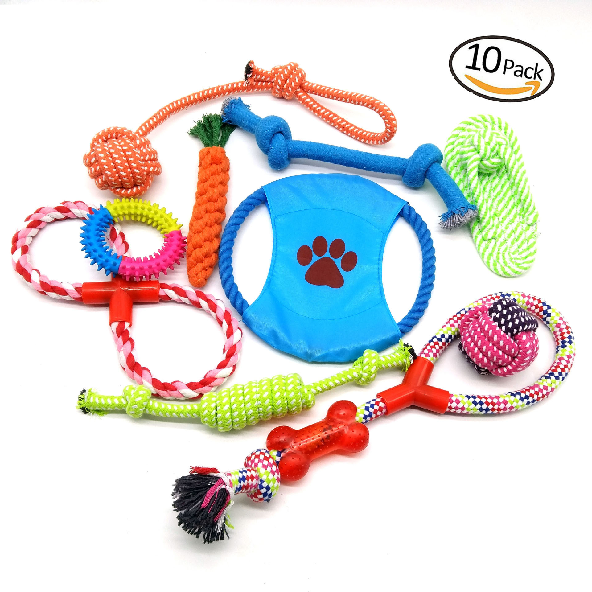 Pets Dog Toy Set for Large Dogs and Aggressive Chewers – 7 Nearly Indestructible Cotton Ropes