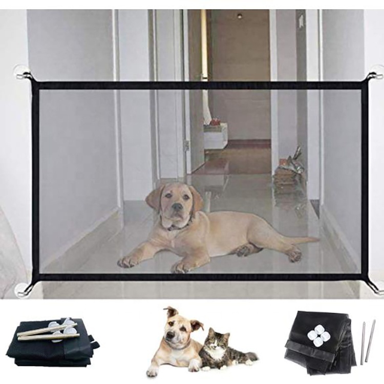 WANXIANG Latest 2021 Magic Dog Gate Pet Safety Guard Gate Portable Folding Mesh Safety Fence for Doorways Stairs Small