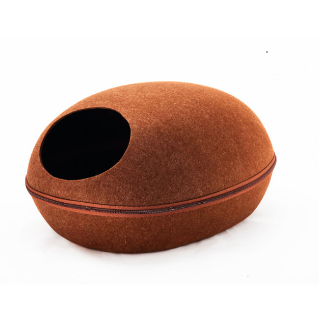 New portable creative mini zipper egg shape cozy felt cat bed cave