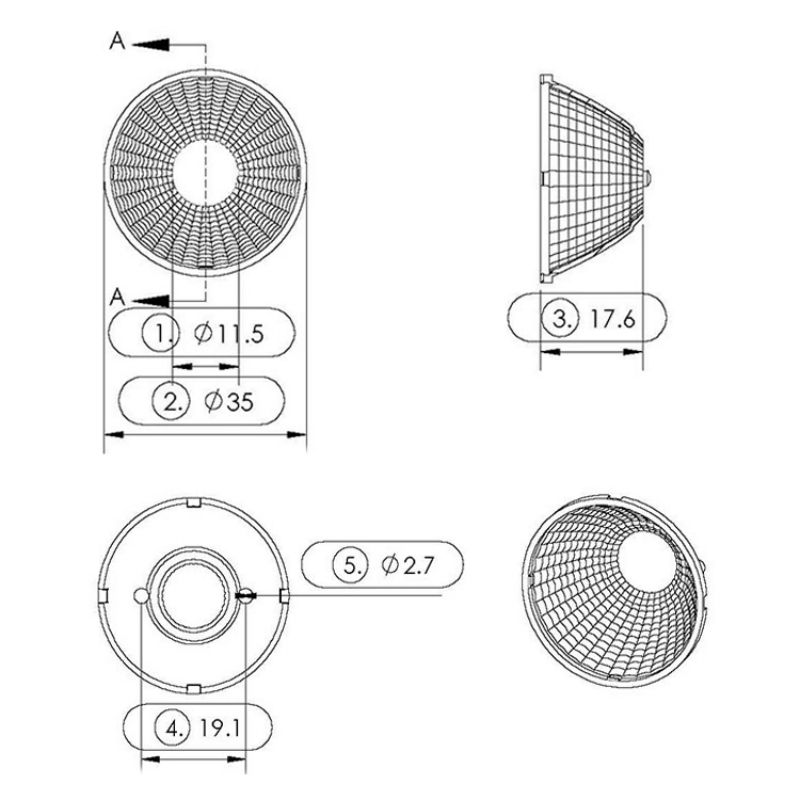 Cheapest Reflector Cup Supplier –  LED Reflector COB Reflector Optical Reflector  – Shinland