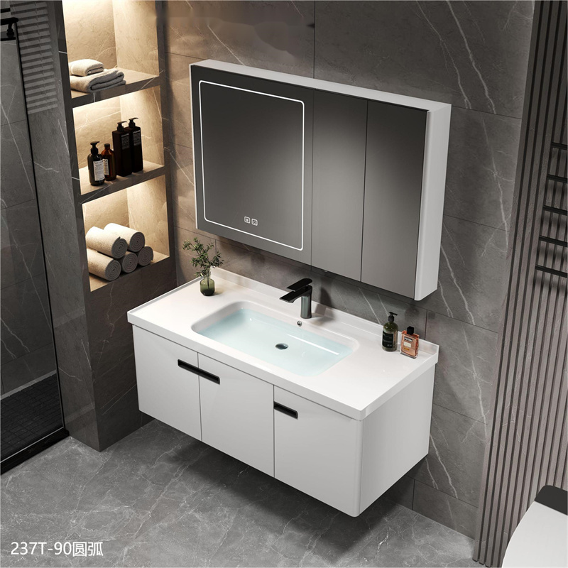 High Grade bathroom vanity set bathroom storage cabinet with LED bathroom mirror stainless steel b ( (3)