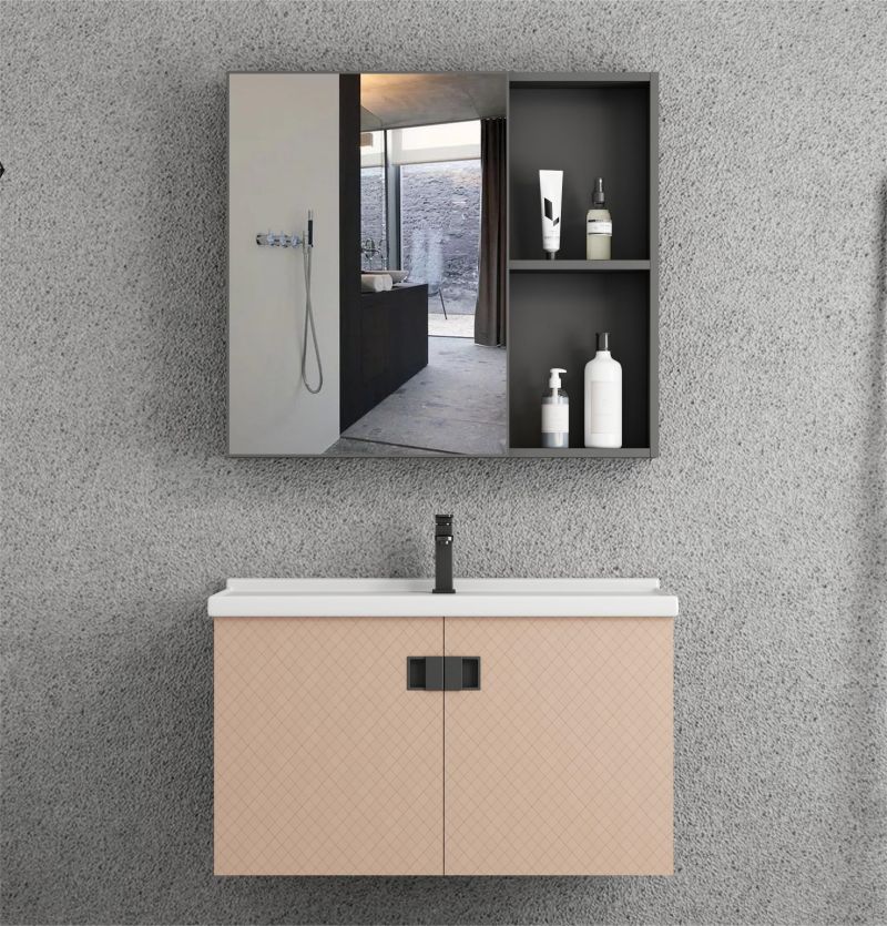 Light luxury and modern style floating bathroom vanity with basin and  ( (3)