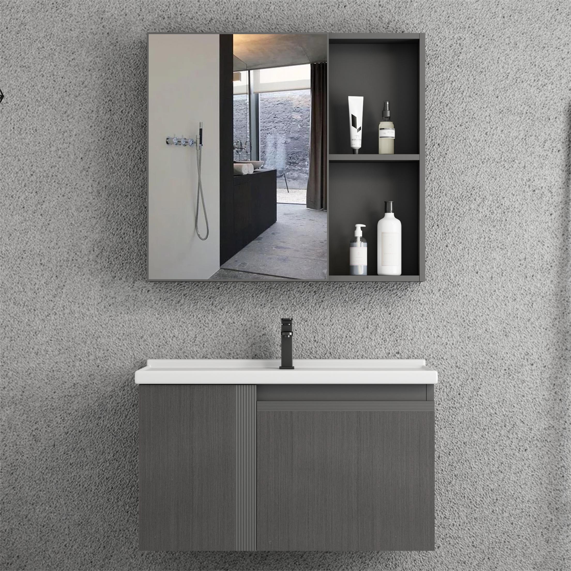 Simple and advanced bathroom vanity cabinet with storage mirror and sink modern hotel vanity cabinet bathroom