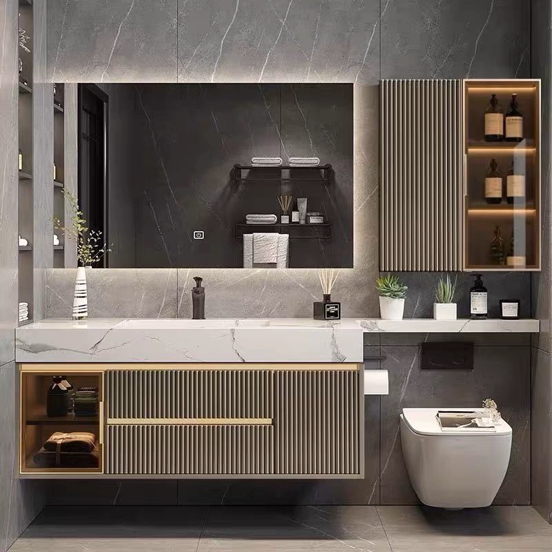 Szálloda szállító rétegelt lemez fürdőszoba szekrény Tömör fából készült fürdőszobai mosdó