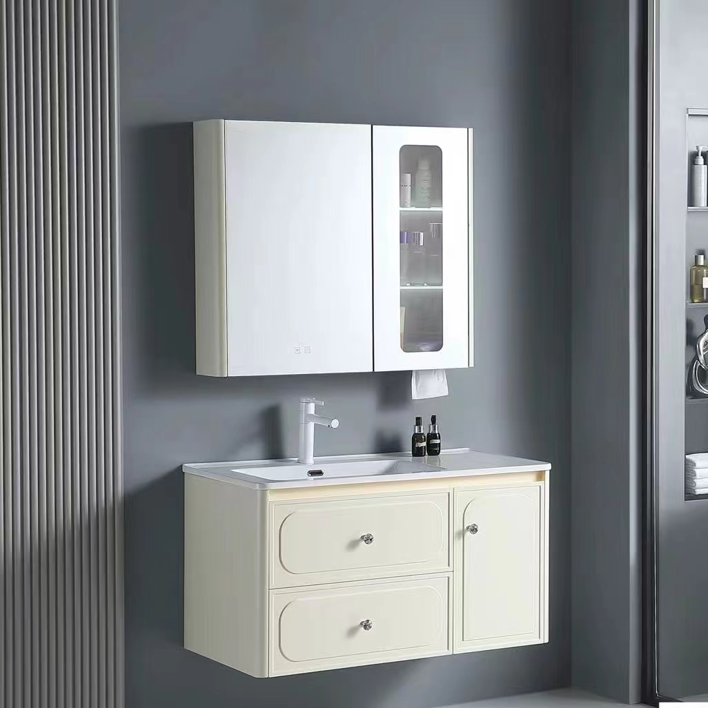 Factory Direct Sale high quality bathroom furniture plywood bathroom cabinet with mirror & basin
