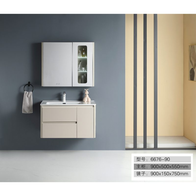 Hotel modern design plywood bathroom cabinet furniture with sinks and mirror wall mounted bathroom vanity cabinet with sink