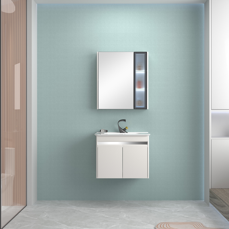 Mobile da bagno di alta qualità a prezzo economico con specchio e armadietti da bagno dell'hotel con spazio di archiviazione
