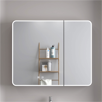 New design plywood bathroom vanities and cabinets with led mirror cabinet with ceramic basin