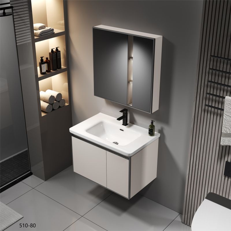 Stainless steel bathroom cabinet with ceramic basin vanity bathroom modern cabinet bathroom vanity with mirror