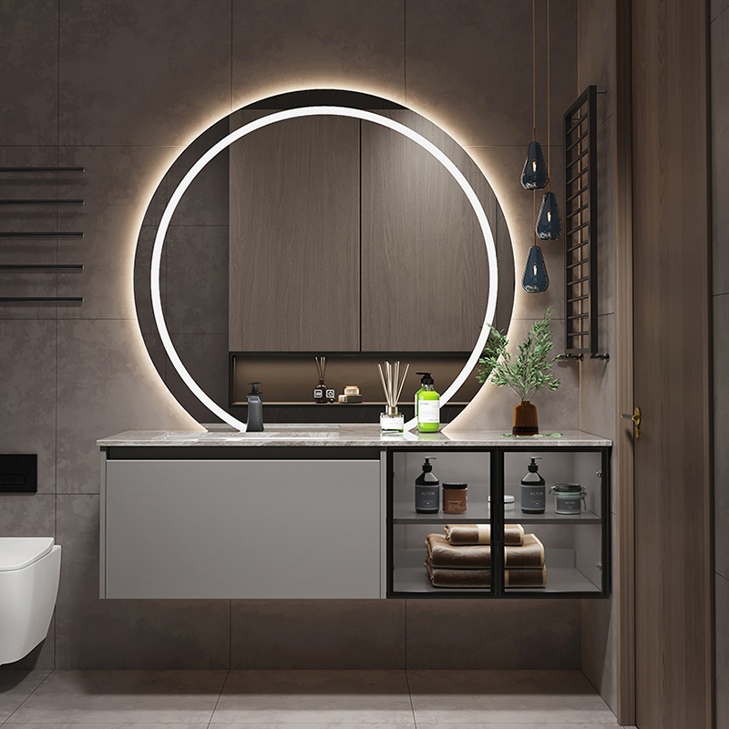 NEW DEALS vanity plywood bathroom cabinet with slab basin vanity with mirror wash basin for hotel bathroom