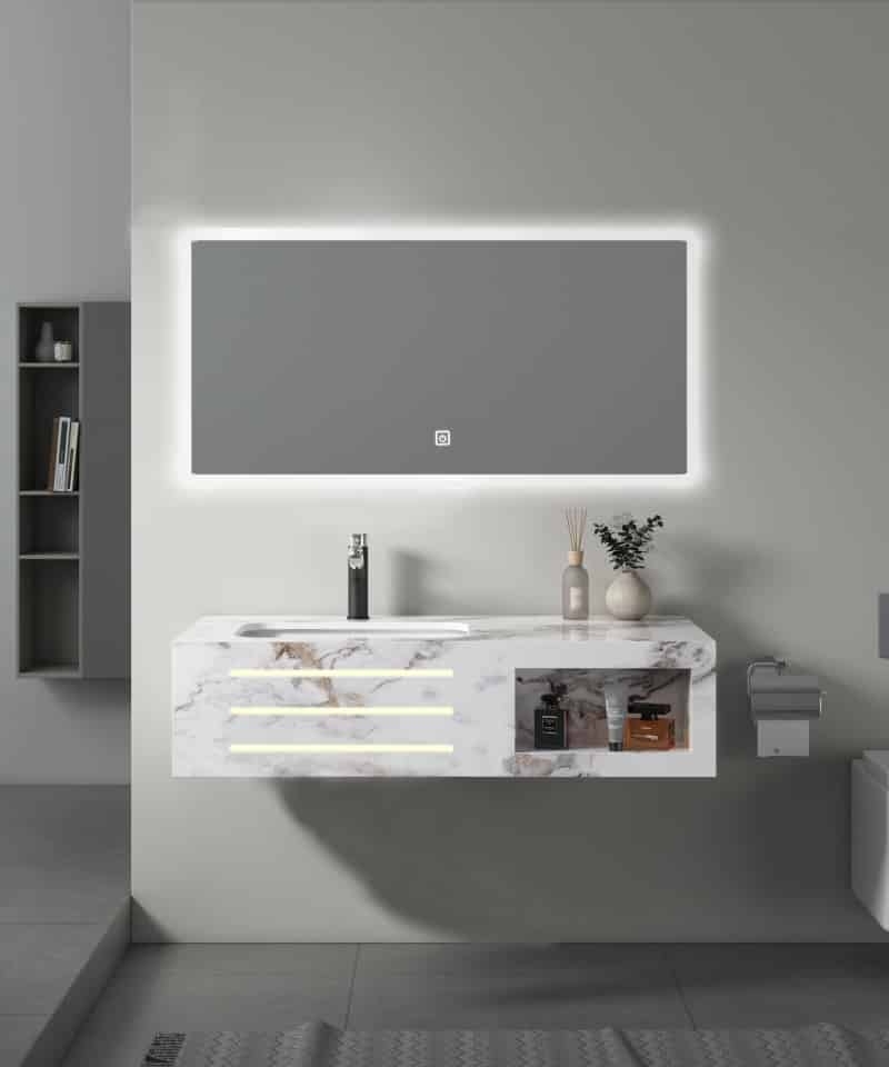 Factory Direct Sale wall mounted mirrored bathroom vanity cabinets sanitary ware bathroom vanity with LED mirror